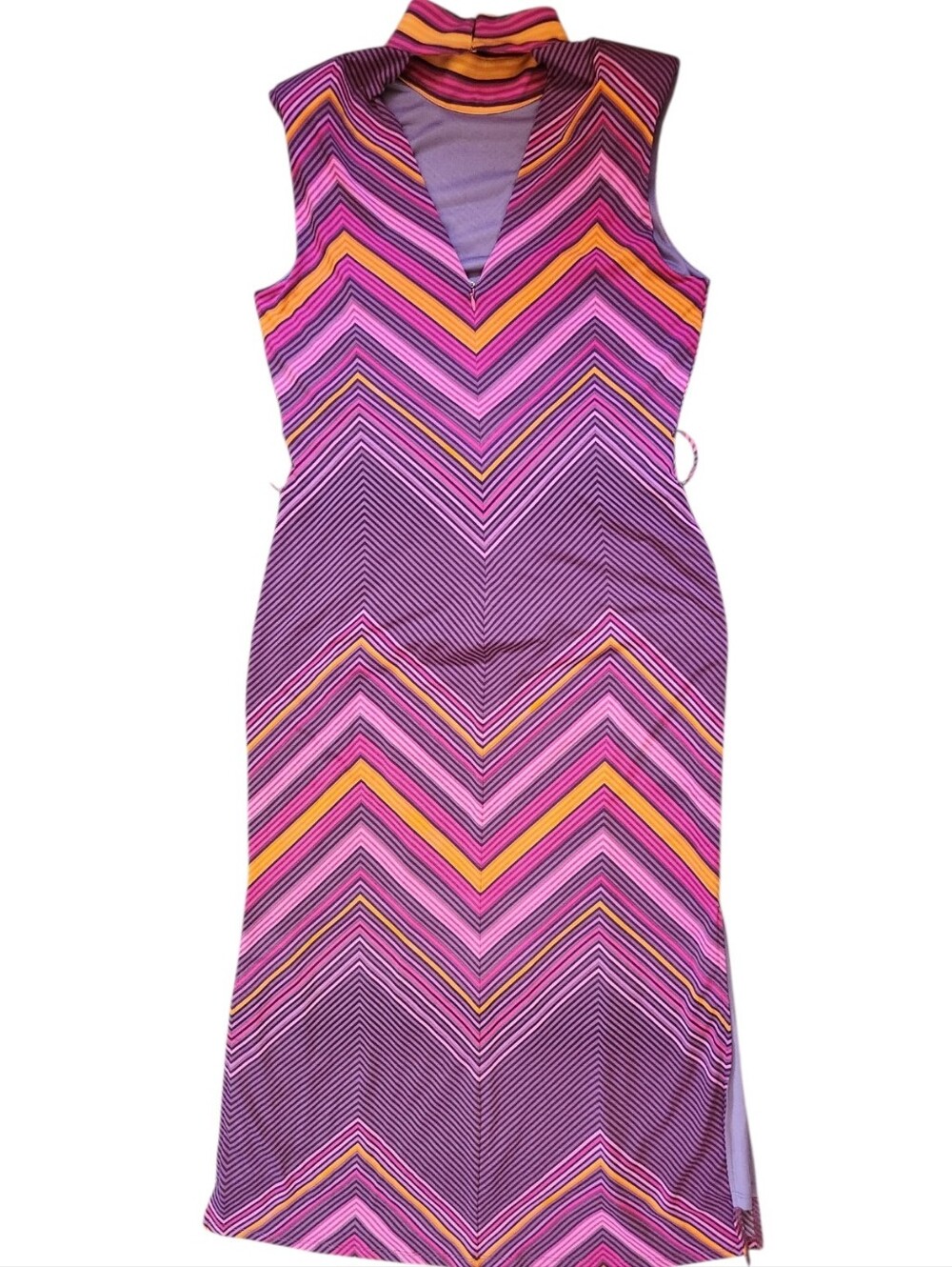 RAMY BROOK Karolina Chevron Knit Midi Dress - Size L - Picture 12 of 16